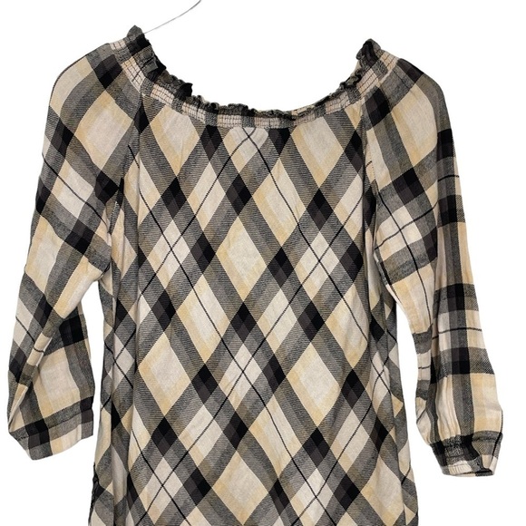 Soft Surroundings Tunic/Dress 100% Cotton Plaid Black/Grey Sequined 3/4 Sleeve S - Picture 5 of 16